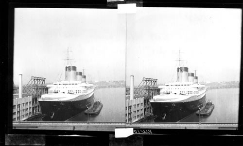 West Street Pier Showing the "Normandie" New York City. 12-1-38