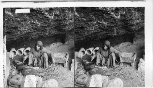 In one of the limestone caves at Endor, home of the storied witch. Palestine