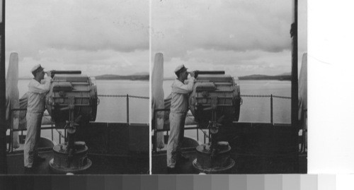 A searchlight aboard the U.S.S. Arkansas, July 1930. Firth of forth. Scotland