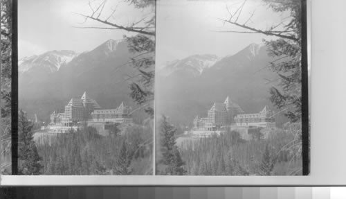 Banff Springs Hotel and Sulphur Mt. Banff. Alta. Shoeing double swimming pool, etc. Canada