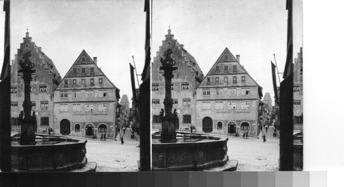 Rothenberg [Rothenburg], the market square and fountain. Germany