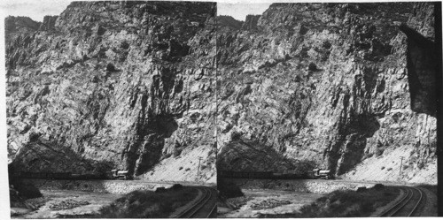 Stupendous Cliffs that form the Royal Gorge, Colorado. old 3 rails