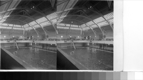 In the plunge. Interior of famous Bath House, Long Beach