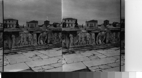 Bas-reliefs in panel of Theatre, Greece, Athens