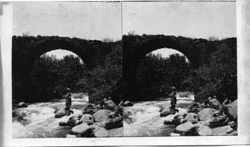 Roman bridge over the Habany, The Northernest tributary of the Jordan. Palestine