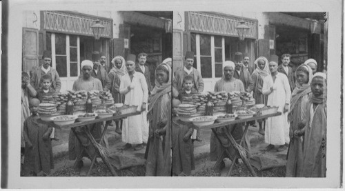 A Lunch venders stand in the streets of old Cairo, Egypt