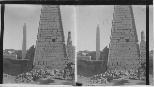 End of Great Pylon and the Obelisk, Temple of Luxor. Egypt