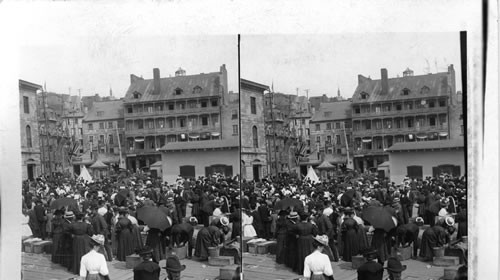 Champlain Market in the Old Town of Quebec - Life today in setting of early times. Canada