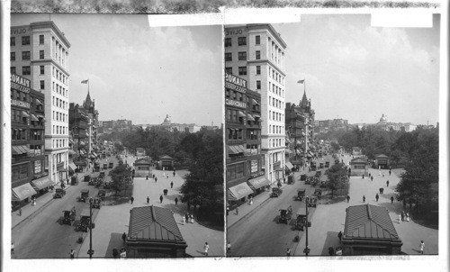 Looking down Tremont St. to State House in distance, Boston, Mass