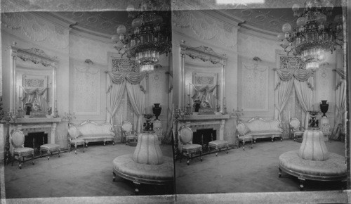 The Blue Room, in which the Pres. holds receptions and receives distinguished guests. White House. Washington D.C