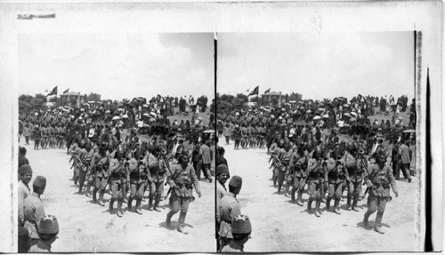 Band of the Military fire brigade heading a parade division. Turkey