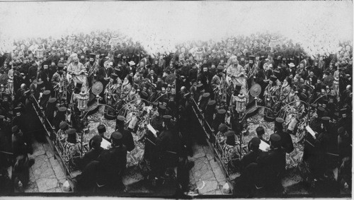 Ceremony of washing the Saints feet by Greek Patriarch - Jerusalem, Palestine