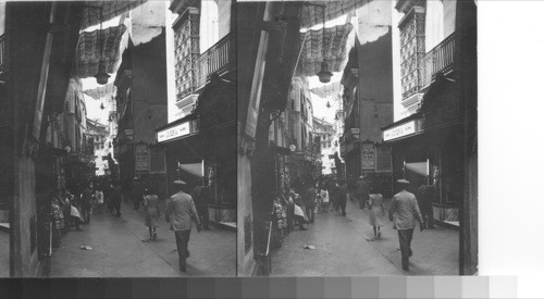 The street of the Serpent. A narrow street in Seville, Spain. Calle de las Sierpes