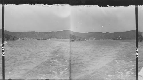 General view from the sea of Charlotte Amalie and harbor, St. Thomas, West Indies
