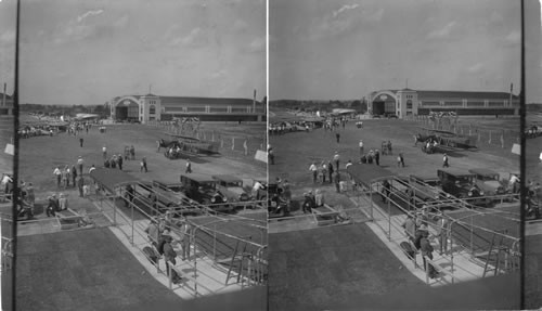 Looking down the air field of the transcontinental air transport, Columbus, Oh. Flying Field at Columbus, Ohio starting point of plane on First Air-Rail Trip, New York to Los Angeles, July 8, 1929