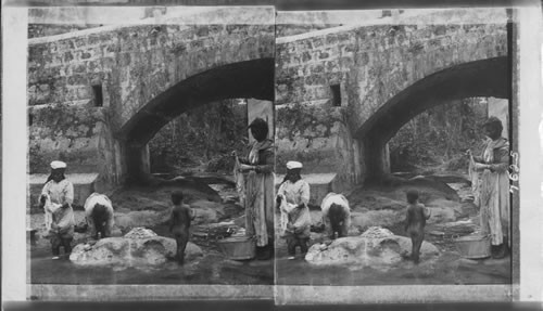 A Typical Scene - Native Women Washing by a Roadside Stream, Jamaica