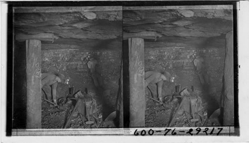 Miners and laborer at work in Anthracite Coal Mine near Scranton, Pa