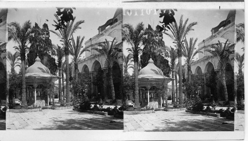 In an oriental Garden. Akka. Palestine. Jazzar Pasha Mosque