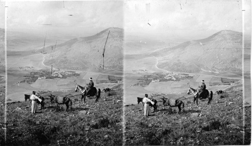 The Barley Vale leading toward Shechem; Gerisim and Ebal ahead. Bedouins in Philistine country Palestine