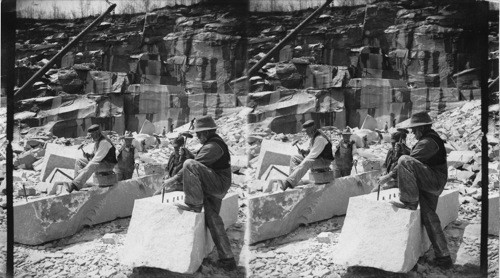 Quarrying Granite - Drilling Preparatory to Splitting, Concord. N. H