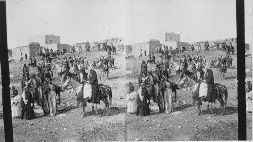 Sheikh El Rachid and his escorts, most famous Bedouins of Palestine
