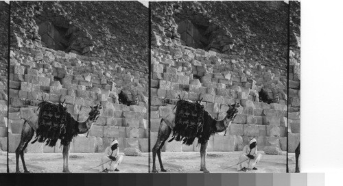 The N. entrance of the Great Pyramid. Gizeh, Egypt