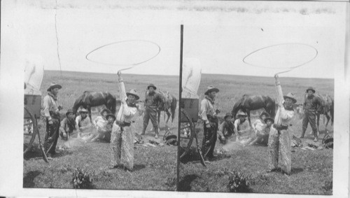 Cowboy and Indians talking in sign language. Oklahoma. [By Boardman 1905. PW 5-6-1984]