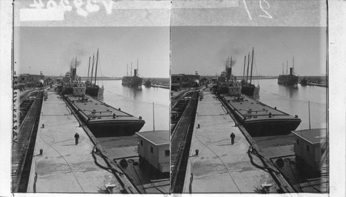 Loading Oil Export Steamers and Unloading Oil Barge for Mexico, Port Arthur, Texas