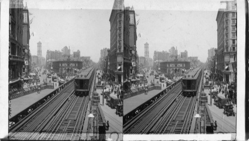 Herald Square looking north showing junction of Broadway and 6th Avenue. N.Y. City