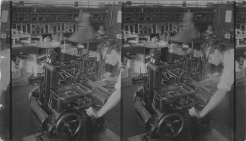 Close view of monotype composing machine, Haddon Press, Camden, N.J