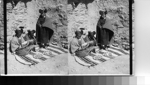 Indian Girls Weaving Baskets- Village of Shipanlovi. Stopi Reservation - Arizona