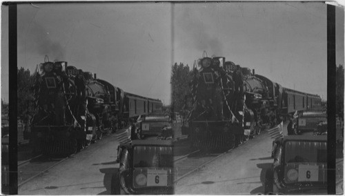 U.P. engine with engineer and fireman. Idaho