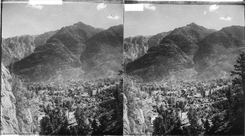 Ouray, the "Gem of the Rockies" in its setting of craggy heights (N.E.) Colorado