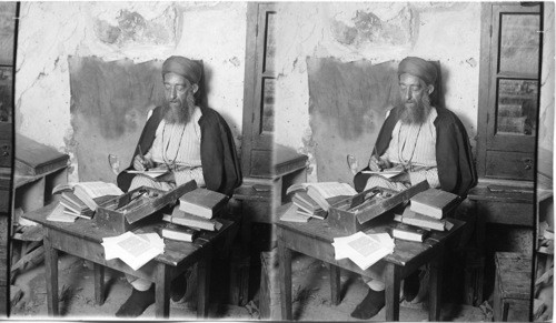 Jewish scribes at work, Palestine