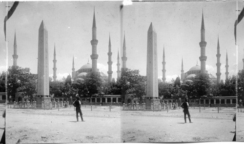 Egyptian Obelisk in site of Roman circus (about 380 A.D.) Turkey; Mosque of Ahmed I, only one of Contantinople’s Temples with six menaiets