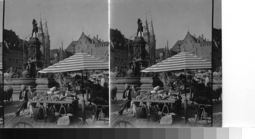 The market square and Neptune's fountain. Nuremberg, Germany