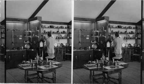 Exhibit of old pewter and pottery, Old Sturbridge Village