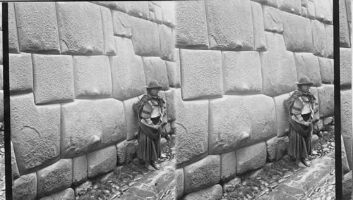 Wonderful masonry of the ancient Incas, laid without tools or mortar. Triumph St. Cuzco. Peru