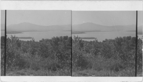 West to Reservoir if Ashokan Dam to Catskill Mountains, Dam at left