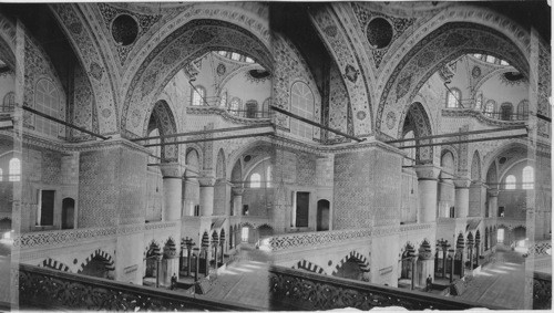 Oriental beauty of decorative tiles, Ahmed Mosque Gallery. Constantinople. Turkey