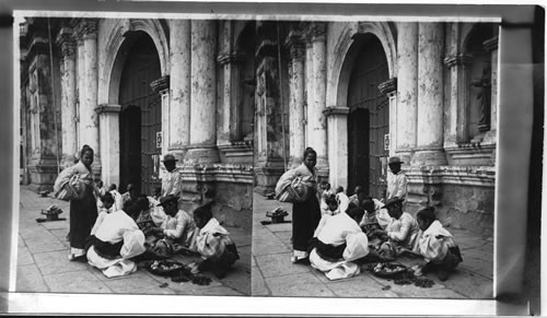 Philippine Islands. Filipino Flower Sellers by the Binondo Church, Manila. More Or Less Suitable For U S. Baker