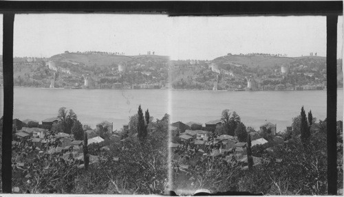 The Bosporus and Castle Rumili Hissar from the Asiatic Shore. Turkey