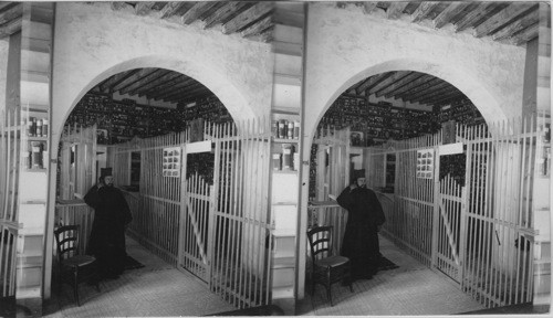 In the Monastery Library where old Bible mss. are treasured. An interior. Mt. Sinai. Egypt