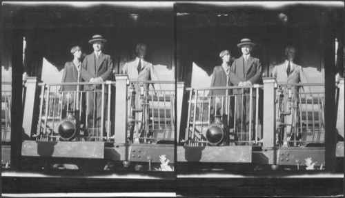 President and Mrs. Coolidge and Secret Service Man on the Read End of Their Special Train