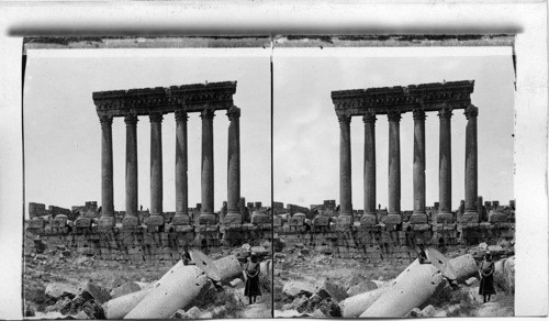 The Colossal columns of the Great Temple, viewed from the roof of the Temple of Baachus, Syria