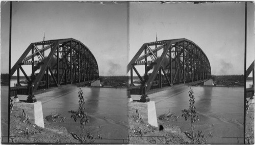 North end of Tenana R.R. Bridge. Presidential Special passing over. Alaska