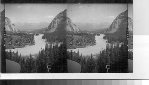 Beautiful Bow Valley from Banff. E. to the Fairholme Range. Rocky Mts., Alberta, Canada