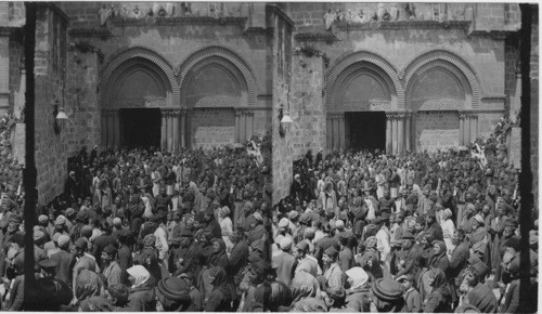 Pilgrims carrying Holy Fire from the Holy Sepulchre, Jerusalem, Palestine