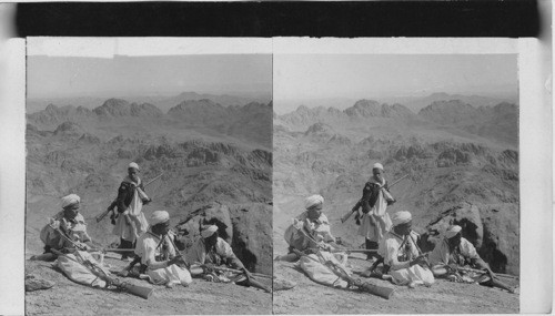 Long outlook E. from Sinai’s summit over Wilderness, toward Akabah and the Bay. Egypt