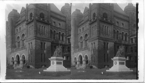 Monument of Her Late Majesty Queen Victoria and East End of Parliament Bldg. Canada. Toronto